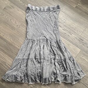 Solitaire | Gray Distressed Sleeveless Tube Top Maxi Dress Size Large